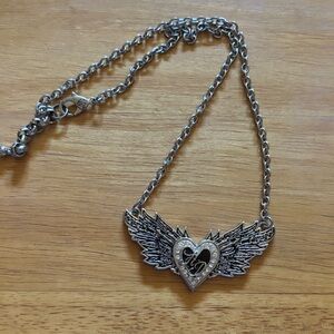 Harley Davidson Silver Winged Heart Necklace